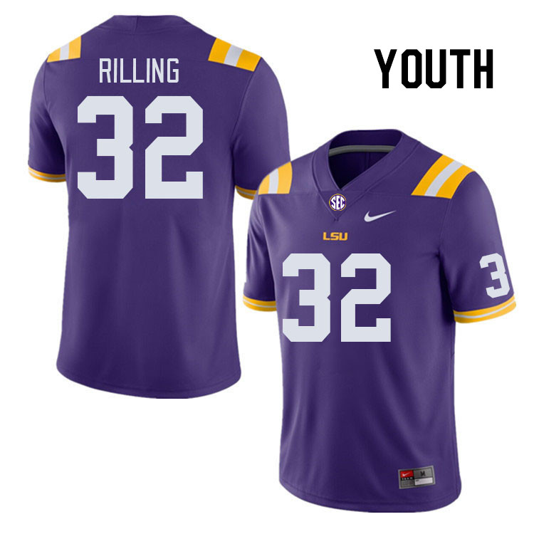 Youth #32 Jack Rilling LSU Tigers College Football Jerseys Stitched-Purple